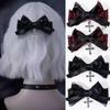 1pcs Gothic Girl's Street Exquisite Hair Accessories Bowknot Hair Love Cross Clips Versatile Dressing Dark Style Bow Hair Clip