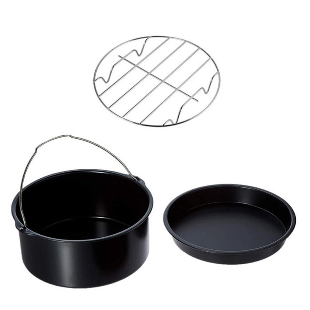 Fryer Accessories Stainless Steel Baking Cake Barrel Pizza Pan Grill Nonstick Coating Dishwasher