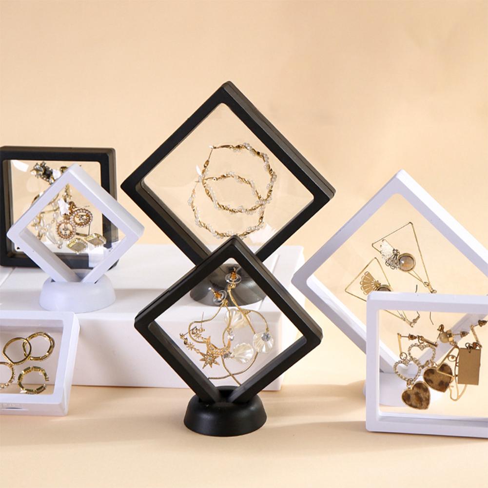 Jewelry Display Box 3D Floating Frame Display Holder Ring Necklace Earring Packaging Box Jewelry Coin Display Stand Holder
