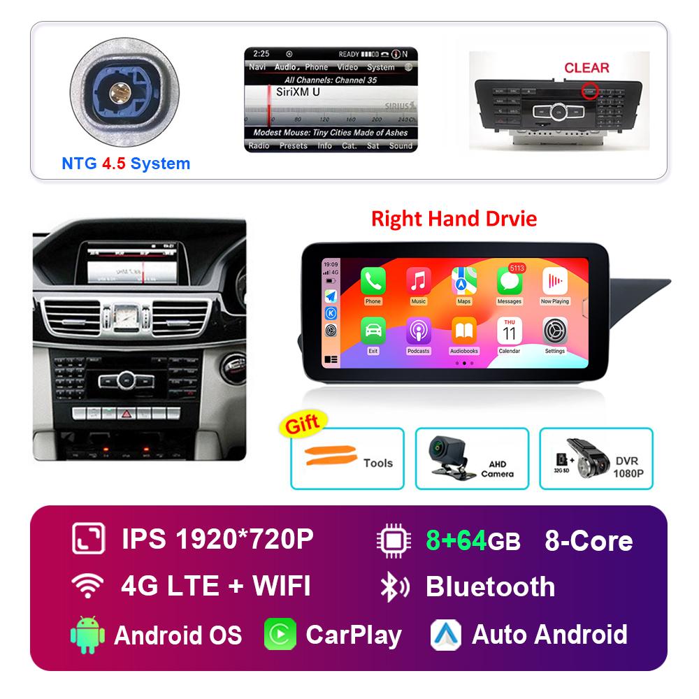 10.25 Inch Right Hand Drvie for Mercedes Benz E Class W212 2009 - 2015 NTG 4.0 4.5 System Android Car Radio Multimedia Player