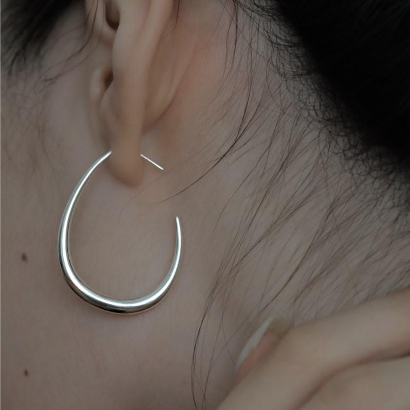 ANENJERY Irregular Geometry Big Earrings for Women Creative Unique Design Silver Color Party Jewelry