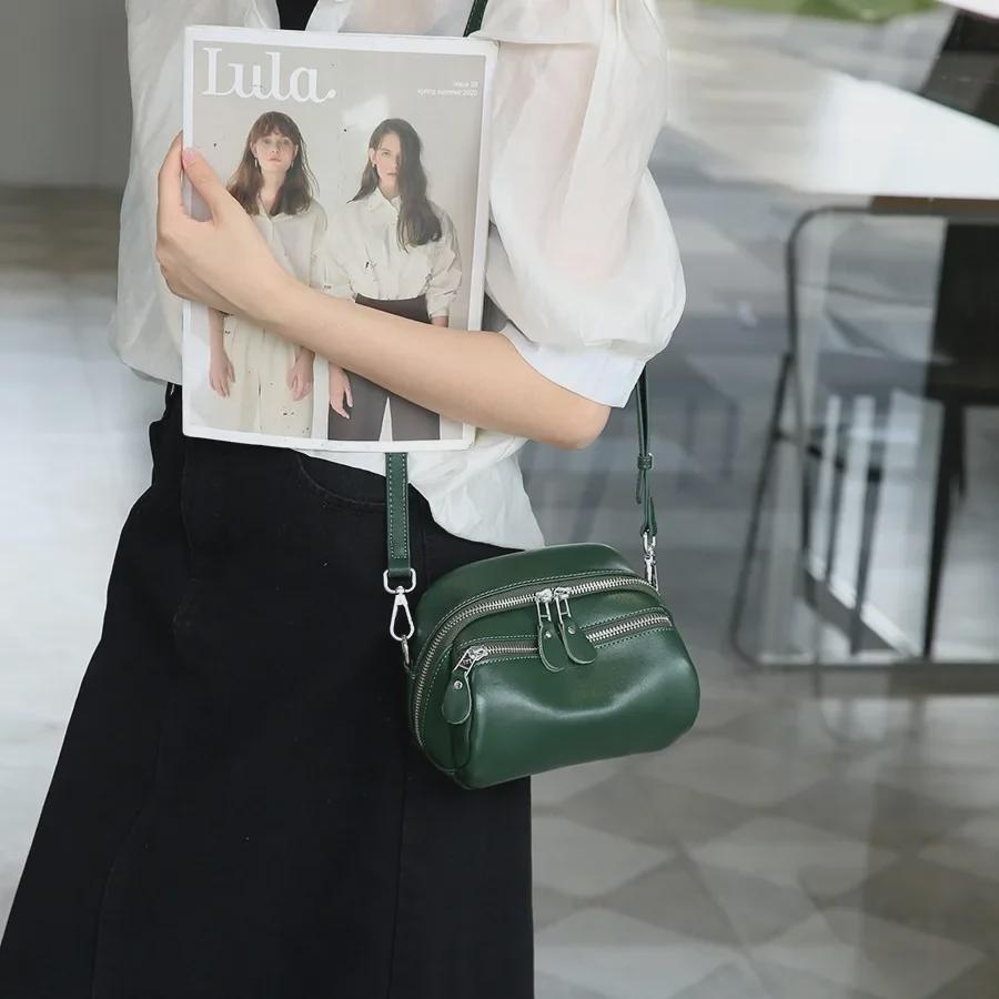 Bolso Mensajero de Cuero Vacuno Retro para Mujer 2024 - Diseño Nicho Versátil con Cuero Suave de Alta Calidad