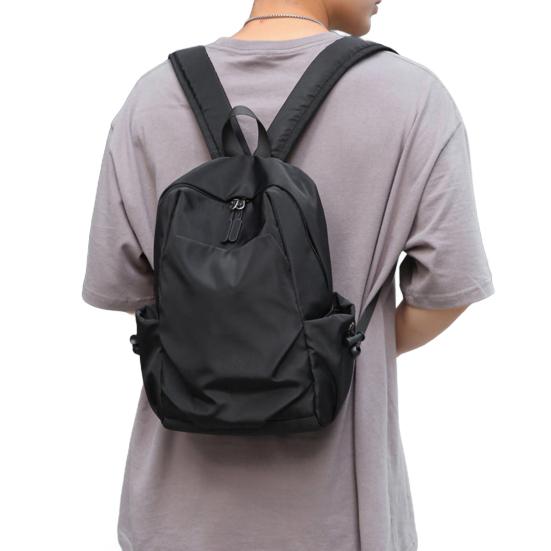 

Однотонный рюкзак для мужчин и женщин из водонепроницаемой ткани Оксфорд, школьная сумка чёрный