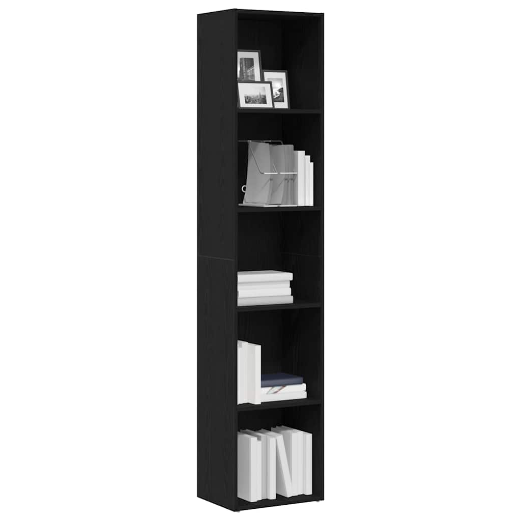 Bookshelf Oak Black 40 x 30 x 189 cm Engineered Wood