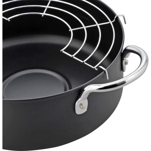 Wahei Freiz AR-7003 20cm Iron Tempura Pan with Frying Rack, Induction Compatible, Gas Compatible, Double-Handed Frying Rack, for Deep Frying Tempura