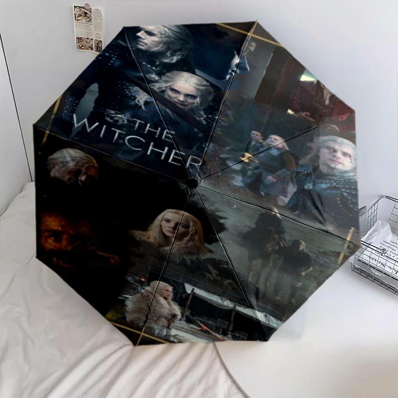 Witcher: Dark Warrior Automatic Umbrella - Suitable Travel Outdoor Portable Umbrella Birthday Gift Daily Essentials