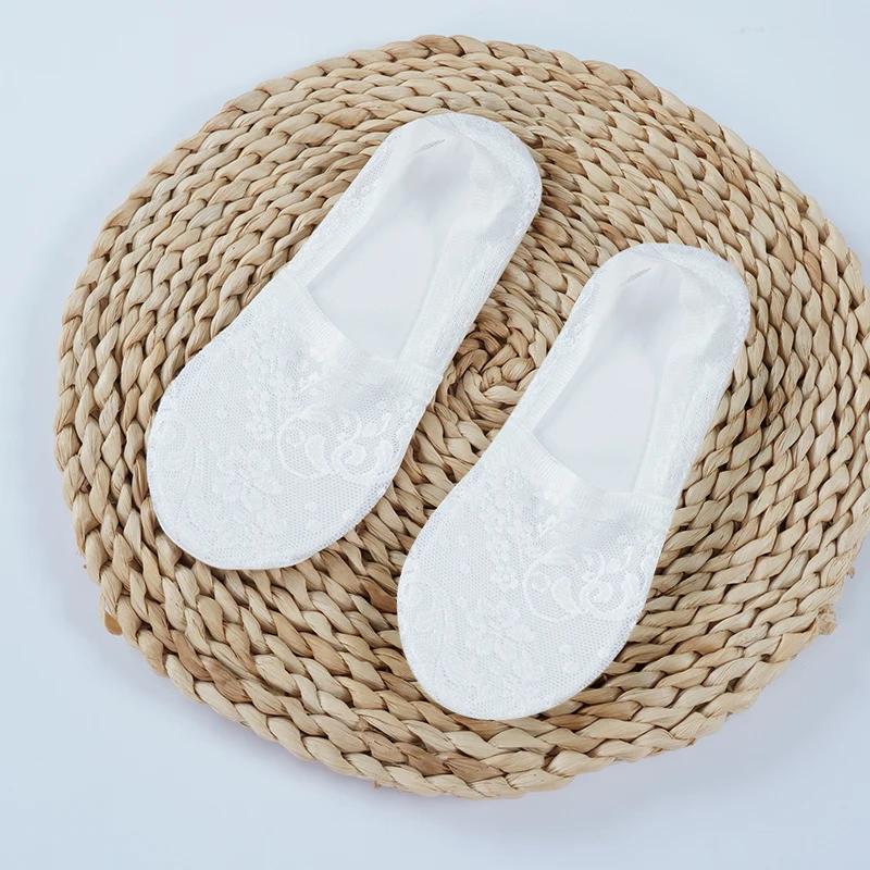 1/2 Pairs Fashion Women Girls Summer Socks Style Lace Flower No Show Short Sock Antiskid Invisible Ankle  Sexy Sock Slippers