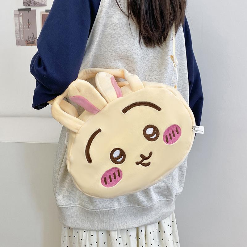 Cartoon Animation Cute Rabbit Small Round Bag Girl Heart Soft Girl Versatile Messenger Perspective Bag Cute Plush Doll Bag