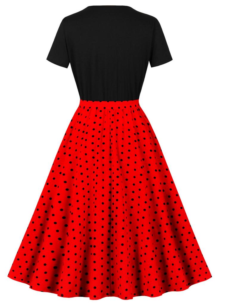 Round Neck Short-Sleeve Printed Dress