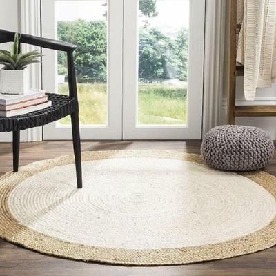 Tapete Redondo de Juta Feito à Mão Tapete Natural para Qualquer Espaço Visual Decoração Rústica Para Qualquer Área de Espaço