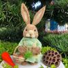 Easter Bunny Decoration, 35cm straw bunny figurine, Easter rabbit desktop ornament, handmade cute decorative bunny
