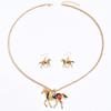 Color Oil Drop Pony Pendant Personalized Necklace Light Luxury Premium Neck Earrings Set Women