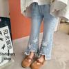 Spring Korean Girls' Versatile Micro Flare Denim Pants - Stylish Long Flare Trousers