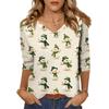 Women's Tops Three-quarter Sleeve Shirt V-neck Loose Casual Shirt Print T-shirt