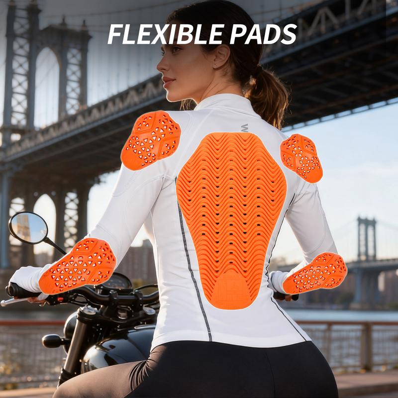 WOSAWE Women's Motorcycle Riding Jacket Long Sleeve Summer Breathable Stretch Shirt with Reflective Design YKK Two Way Zipper
