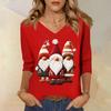 3/4 Sleeve Shirts For Women Print Christmas Tees Blouses Casual Plus Size Basic Tops Pullover