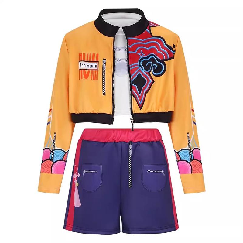 Kinder Mädchen Kpop Rumi Zoey Mira Cosplay Kostüm Anime Jäger Cosplay Kleidung Perücke Outfit Halloween Party Kostüme für Kind