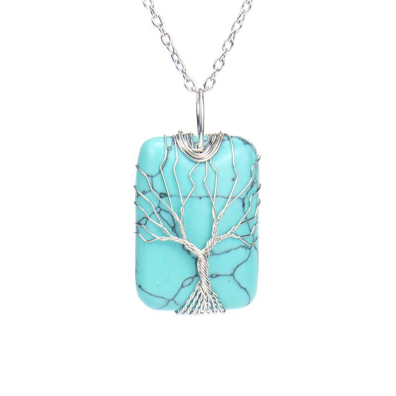 Artificial Water Crystal Pendant Necklace With Handwoven Craft Natural Waterite For Women
