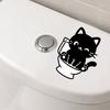 Waterproof Bathroom Wall Decals Funny Black Cat Toilet Sticker, Cute Cartoon Decal, Removable Tank PVC Sticker for Washroom Home Decor Lover