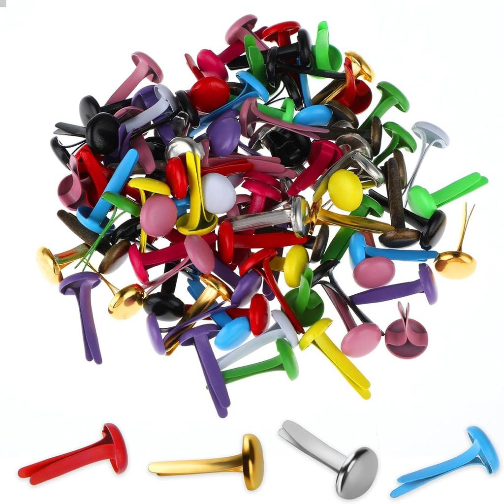 200Pcs Mini Metal Brads Multicolor Durable Paper Fasteners for DIY Project Scrapbooking Office School Paper Crafts Supplies