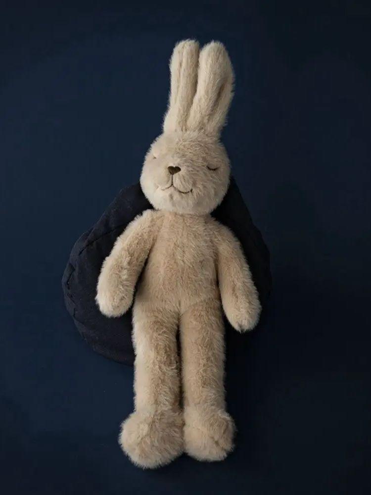 35cm Schlafkanninchen Plüschtier Braun Schielend Langstreifen Beruhigend Weiche Kaninchenpuppe Ein Geburtstags- und Weihnachtsgeschenk für Kinder 35cm