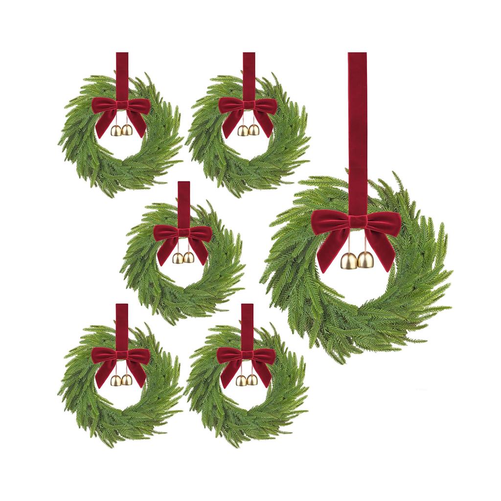 Christmas Kitchen Cabinet Wreaths With Plaid Bow Ribbon Hanging Cabinet Doors Wreaths Decorative For Kitchen Window Outdoor Indoor Holiday Decor