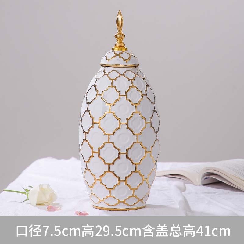 ceramic white golden vase decor Modern Home Living Room Dining Table Storage General Jars floral decoration white porcelain vase