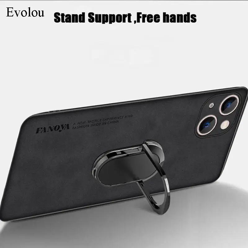 Magnetic Ring Stand Holder Case For Honor 400 Pro Soft Silicon Sheepskin Leather Lens Protection Cover For Honor 400 Lite 5G