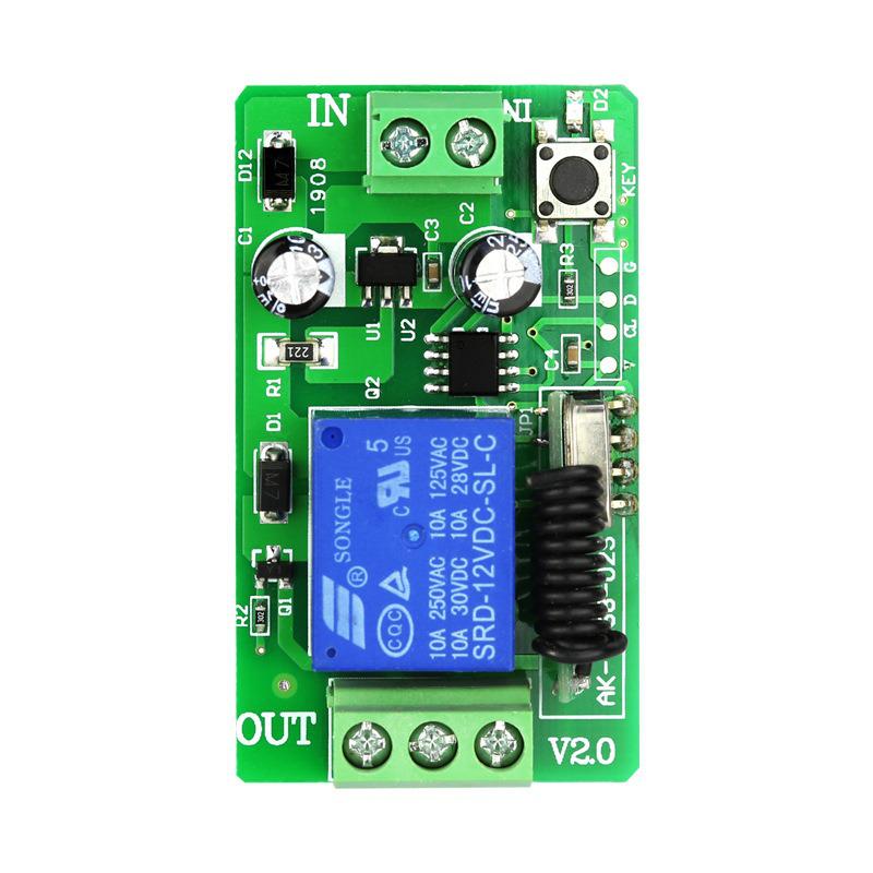 DC 12V Wireless Remote Control with Metal 2-Button Remote for Car Mod: A On, B Off