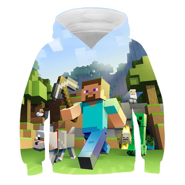 2025 Nové Minecraft Pop Mikiny Dětské T Mikina Kawaii Zombie Kreslené Chlapecké a Dívčí Topy Oblečení 4 5 6 7 8 9-14 Let