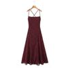 Women's Jacquard Sexy Slim Sling Dress Halter Strap Design Long Dress