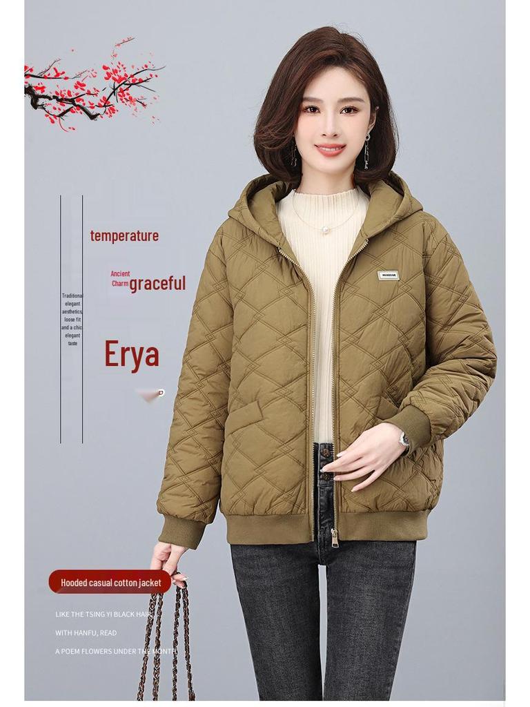 Mom's 2024 Diamond-Quilted Cotton-Padded Winter Jacket for Women - Plus Size, Loose Fit