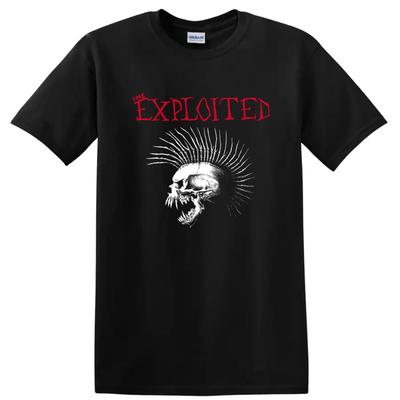 The Exploited Punk Skull Koszulka Czerwona Biała z Graficznym Nadrukiem