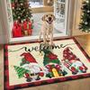 Christmas Welcome Carpet Cartoon Santa Gnome Rug Red Green Festive Mat Entryway Rug for Home Decoration Holiday Floor Mat