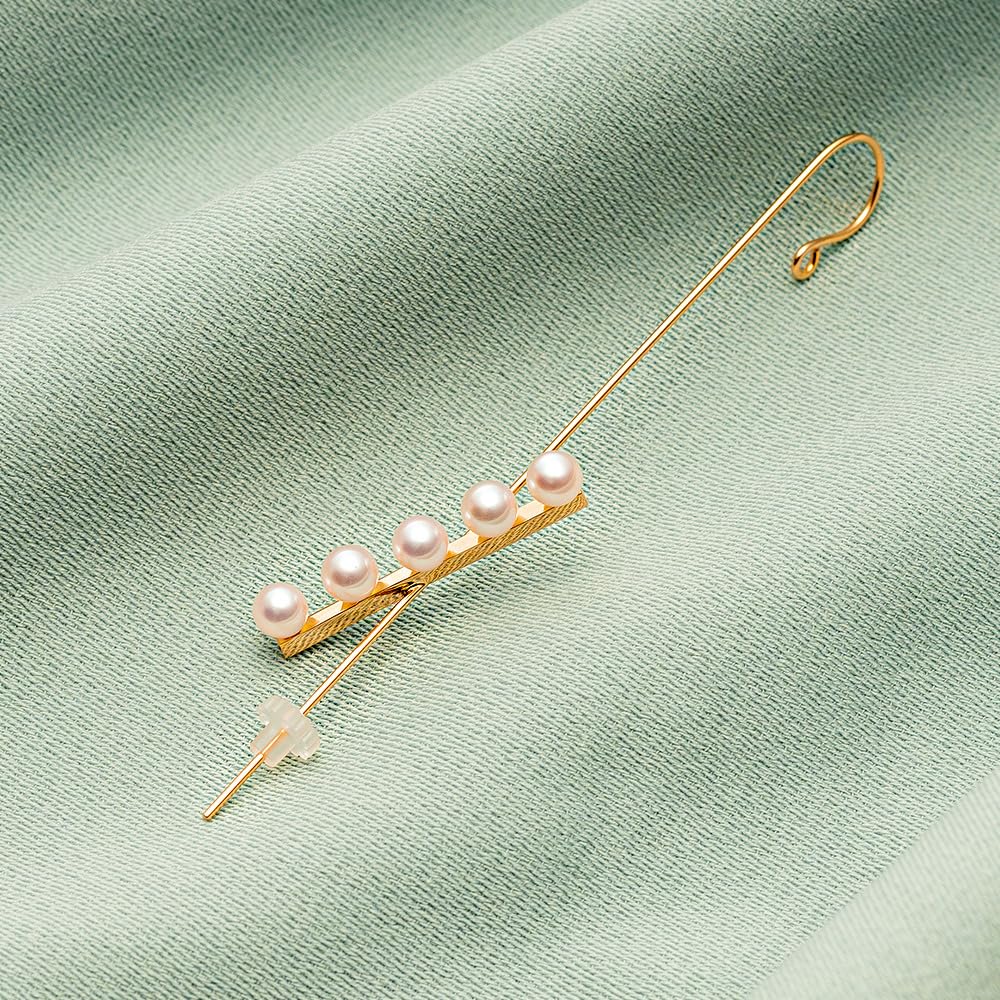 Akoya Pearl Line Pearl Earrings 4.0mm Earrings, K10, Women's, [Gift Wrapped]