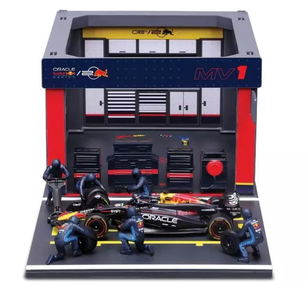 Kyosho BURAGO Oracle Red Bull Racing PIT PASS Set RB20 Verstappen paddock BUR38453V 1/43 No.1 M. (6-piece crew, garage)