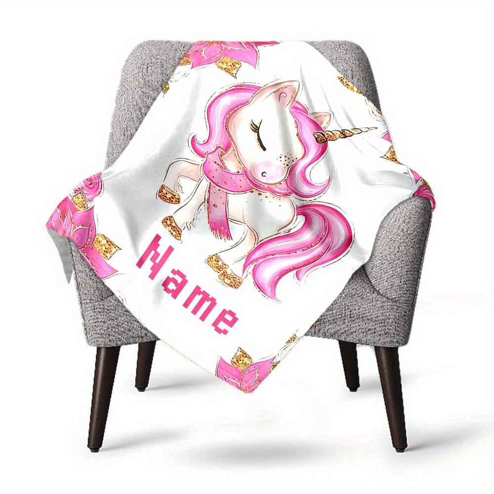Unicorn Theme Home Customize Your Name Blankets Comfortable Soft Lightweight Allseason Multipurpose Blanket For Picnics Sofas Offices Beds Living