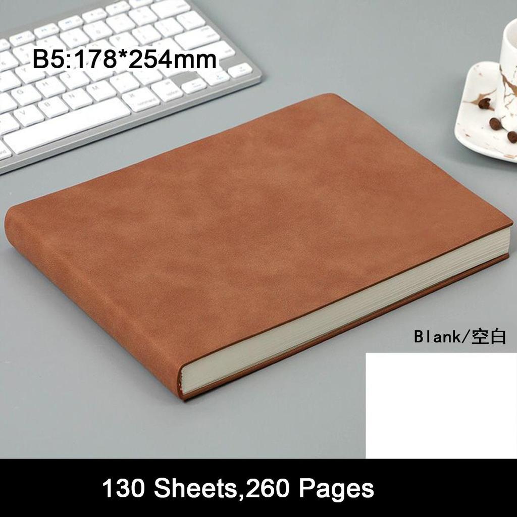 B5 Soft Leather Student Subject Notebook, Work Meeting Record Book, Business Notepad, Drawing Book, Mind Map, Grid/lined Blank Pages