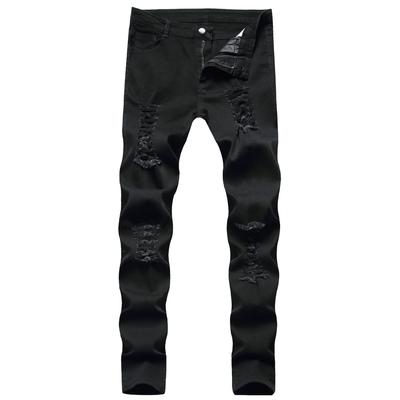 2024 Blugi negri europeni și americani, strâmți, cu găuri pentru genunchi, pantaloni bărbați, slim fit, elastici