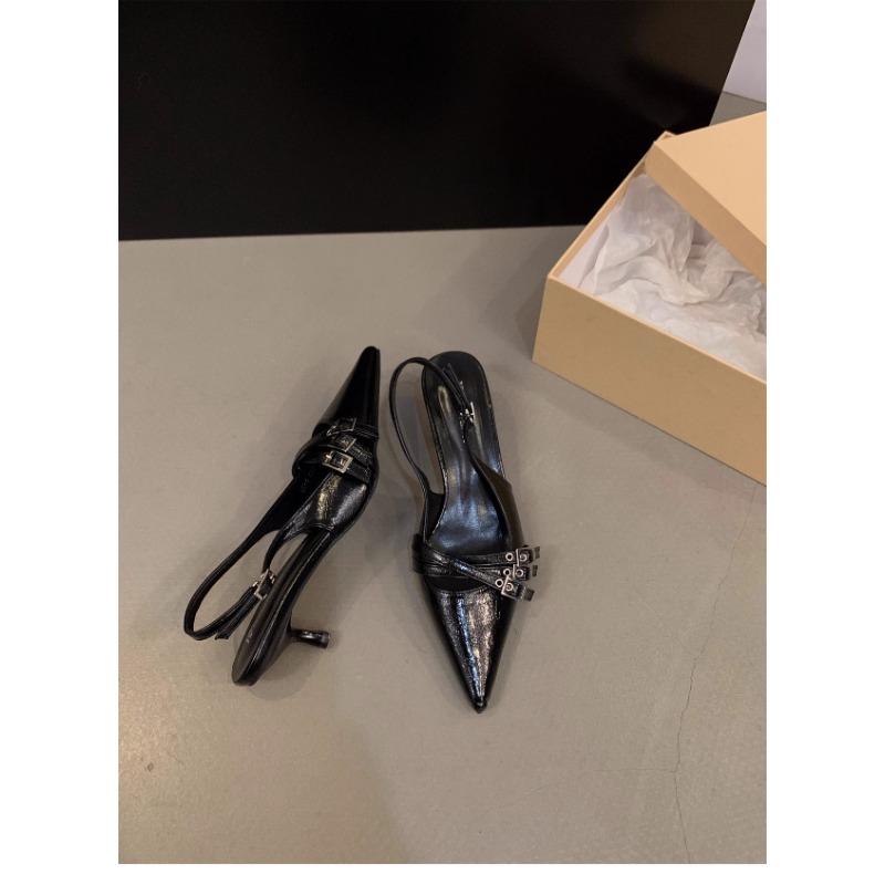 Fashion Summer Women Fashion Sexy Party Punk Goth Sandalias Pointed Toe High Heel Shoes Woman Leather Pu Footwear Buckle Strap Sandals