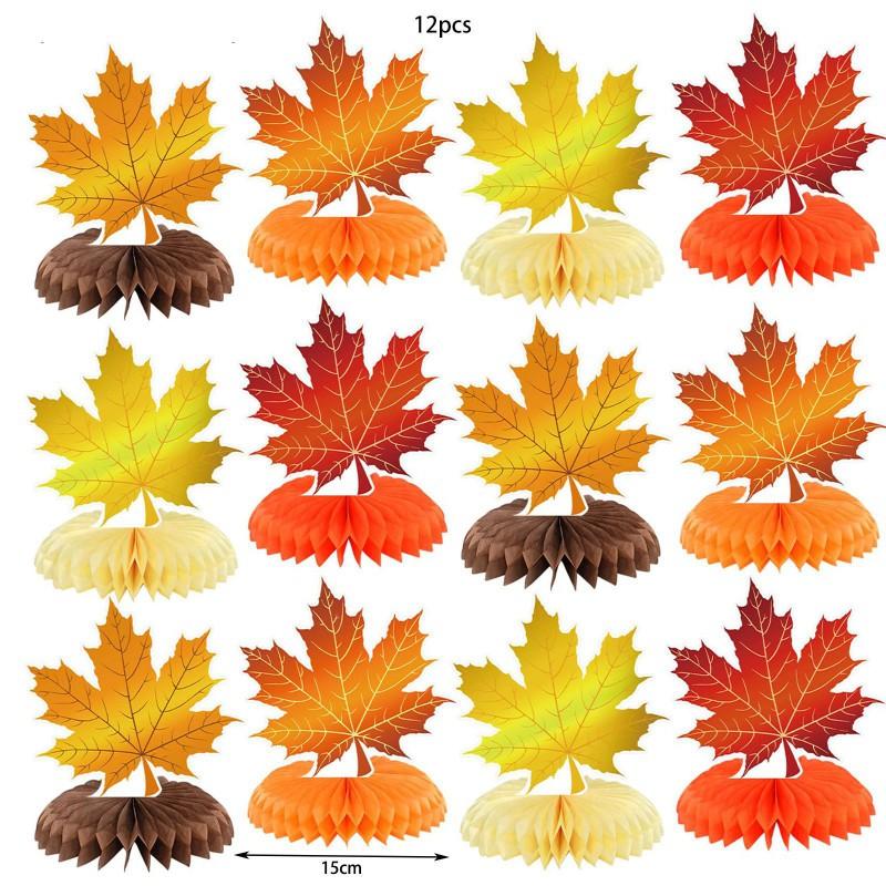 Thanksgiving Party Decorations Set With Maple Leaves Pumpkins Turkeys Table Centerpieces Honeycomb Balls Home Dining