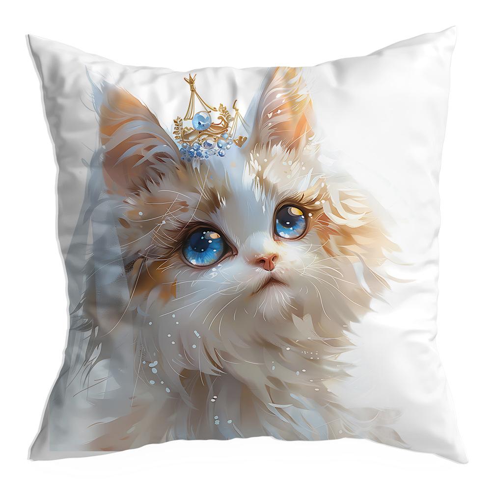 New White Cat Dream Print Pillowcase Atmosphere Decorative Cushion Pillowcase