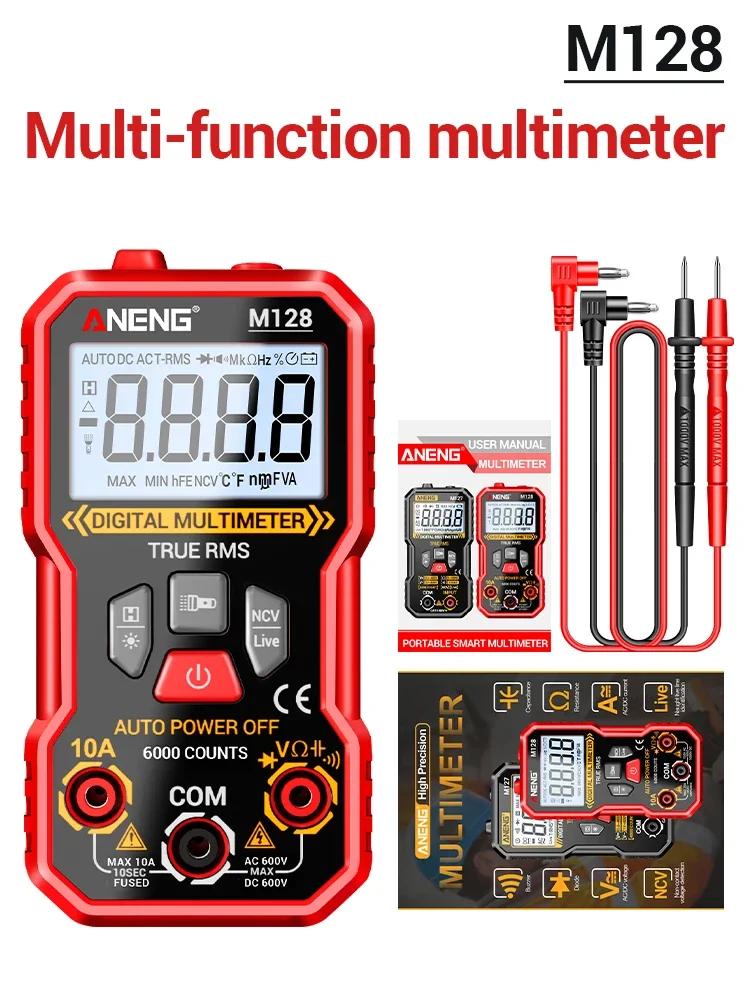 New Multifunction Mini Multimeter ANENG M128 6000 Count AC/DC Voltage Current Resistance Capacitor NCV Voltage Induction Tester Tool Electrical Tools