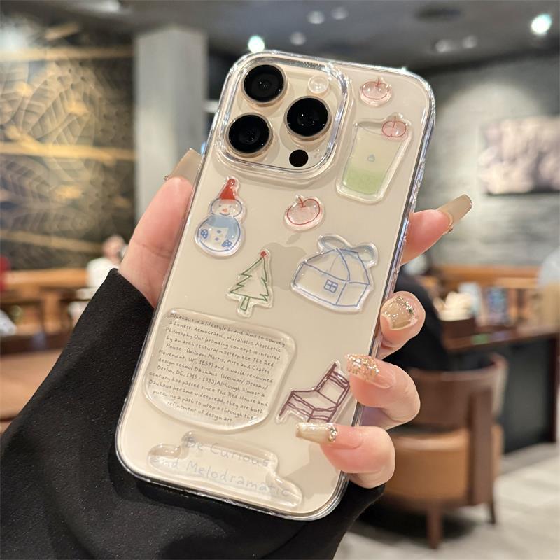 Cute Snowman DIY Sticker for Apple 11Promax Mobile Phone Case 11promax High Transparency Large Hole Explosion