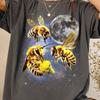 Retro Vintage African Honey Bee Moon Shirt, Celestial Honey Bee Graphic Tee, Aesthetic Animal Moon Phase T-Shirt, Cute Bee Lover Gift Item