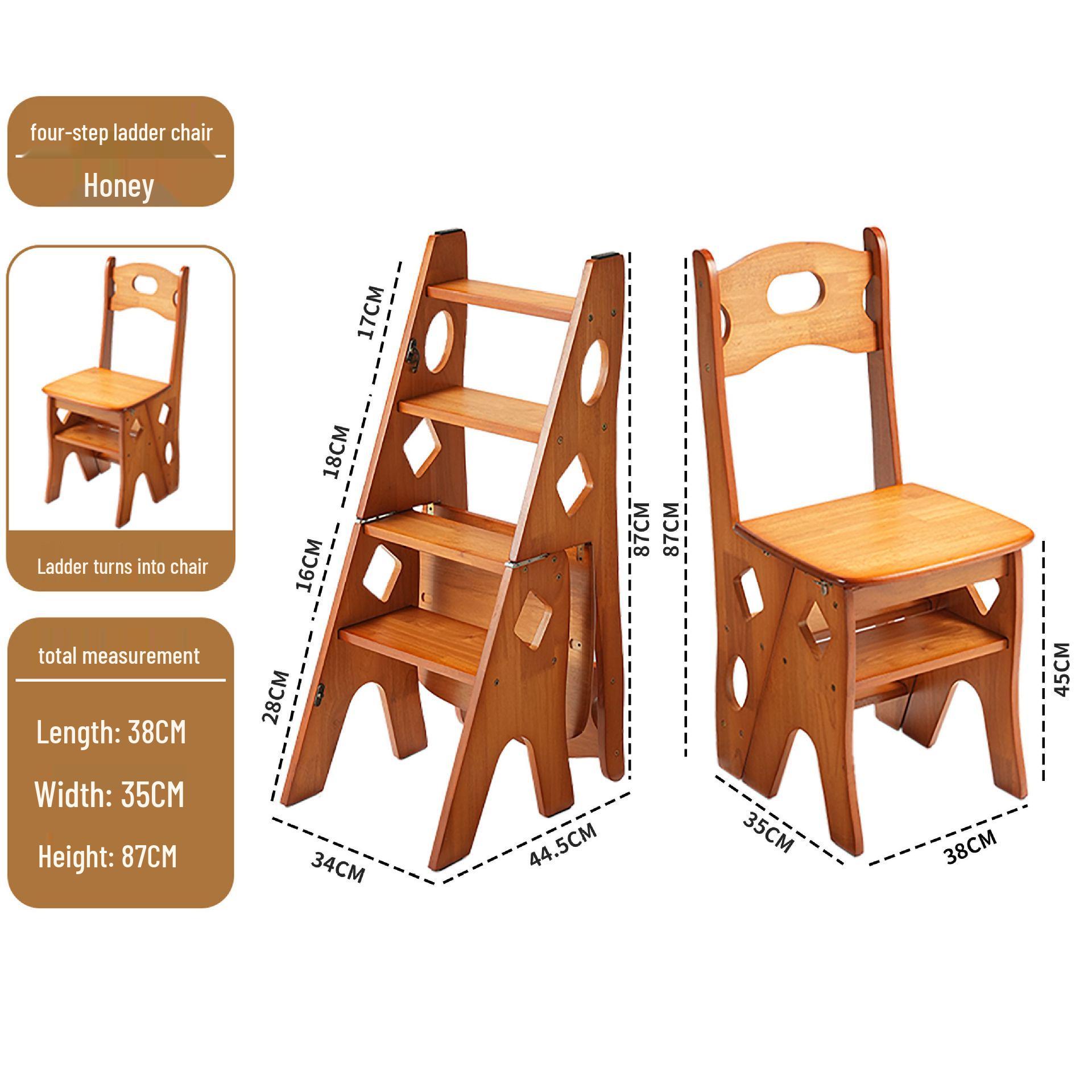 Складной стул-лестница из массива дерева: Двухфункциональная стремянка и комнатная А-образная лестница