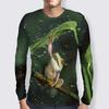 3D Printed Funny Tree Frog T Shirt For Men Animal Pattern Tees Spring Autumn Casual Long Sleeve Round Neck Tops Loose T-Shirts