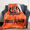 Name Custom Cincinnati Bengals Logo Print Flannel Blanket High Quality Warm Comfortable Cover for All Seasons Perfect for Gifts Home Decor