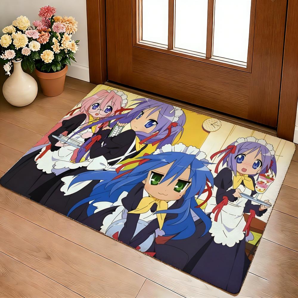 Kawaii Anime Lucky Star Izumi Konata Floor Mat Cozy Flannel Soft Thick Non-Slip Mat For Living Room Bedroom Kitchen Decor Rugs