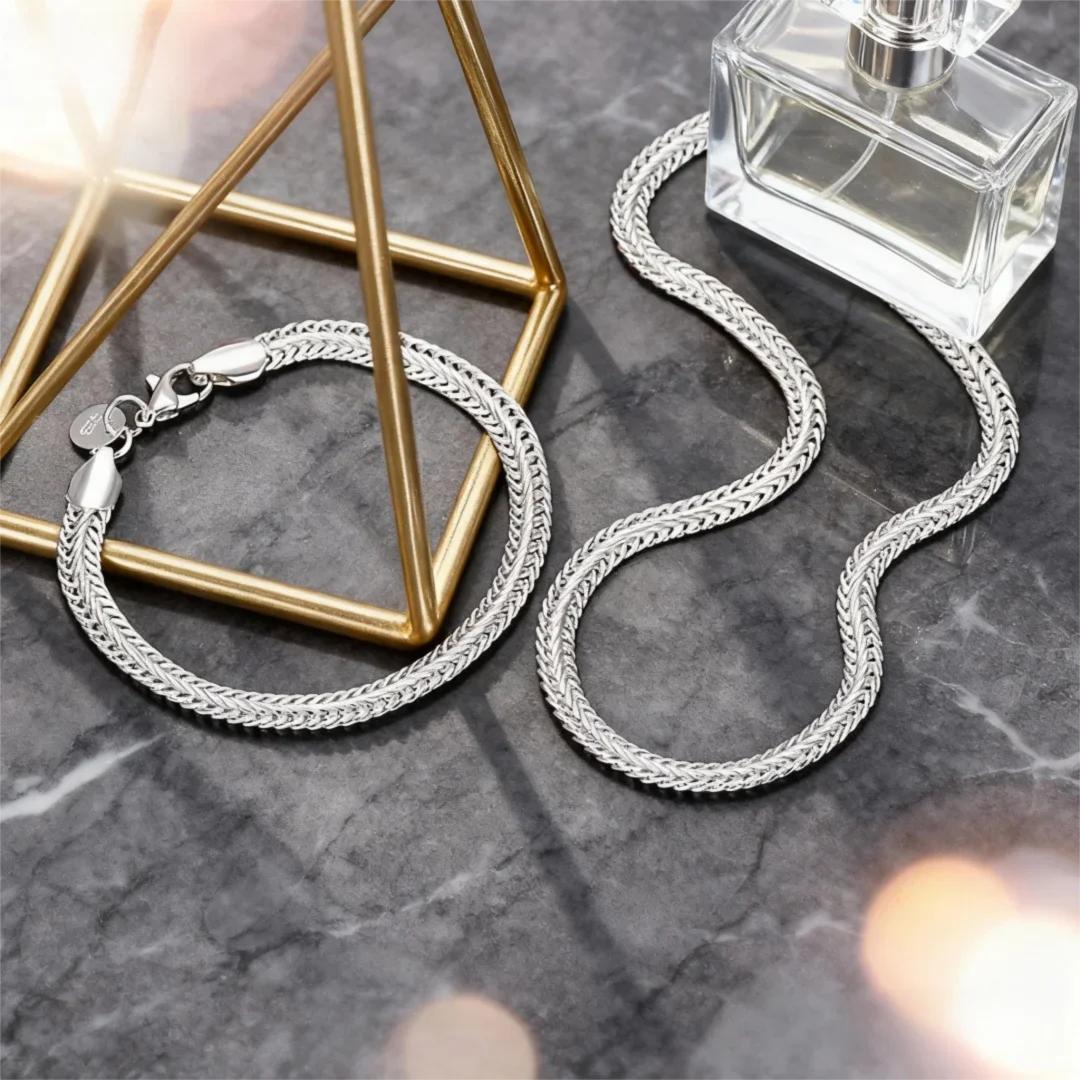 

Cute trending y2k Copper classic 6MM geometry bracelets neckalces jewelry set for women man wedding fashion gift 50CM and 20CM